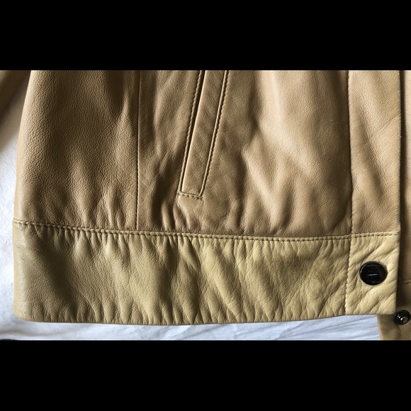 Jones New York 100% Leather Cropped Tan Jacket - Picture 5 of 5